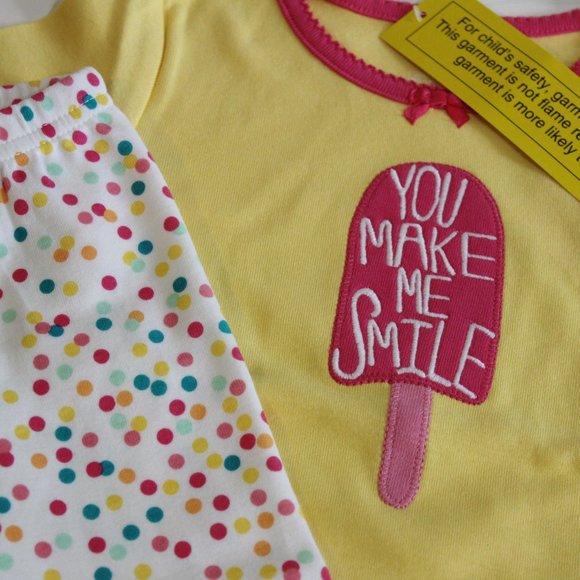 Gymboree Girl's Shortie Pajama Set Size 4 4T Yellow Popsicle Shorts Top - Picture 3 of 7